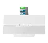 Cecotec Hotte Aspirante Inclinée Décorative 90cm Bolero Flux Dt 908010 Glass White A++. Finition Verre Blanc Mat, Aspiration 800M3/H, Moteur 210W, Ouverture Automatique, Filtre à Charbon