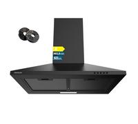 Cecotec Hotte aspirante pyramidale 60 cm Bolero Flux PM 604000 Black A. Finition peinte noire, aspiration 382,5 m³/h, 3 vitesses, filtres à carbone inclus, classe A, moteur BLDC et lumière LED