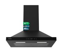 Cecotec Hotte Aspirante Pyramidale 60 cm Bolero Flux PT 604400 Black Verre Frontal Noir, Aspiration 449,5 m³/h, Commande Tactile Invisible, Fonction Booster, Filtres Lavables