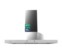 Cecotec Hotte Aspirante Pyramidale 70 cm Bolero Flux PT 704400 Inox Verre Frontal Blanc, Aspiration 449,5 m³/h, Commande Tactile Invisible, Fonction Booster, Filtres Lavables
