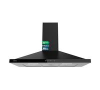 Cecotec Hotte Aspirante Pyramidale 90 cm Bolero Flux PT 904400 Black Verre Frontal Noir, Aspiration 449,5 m³/h, Commande Tactile Invisible, Fonction Booster, Filtres Lavables