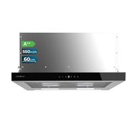 Cecotec Hotte Aspirante Télescopique 60cm Flux TLT 605500 Glass Black A++. Moteur 70W, Faible consommation, Frontal verre blanc, Puissance 550m³/h, Contrôle tactile et gestes, Filtre à charbon