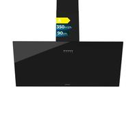 Cecotec Hotte Aspirante 90cm Bolero Flux DM 906500 Glass Black A. 165W, Faible consommation, Frontal Verre Noir, 650m³/h, Contrôle Mécanique, 3 Niveaux de Puissance, Lumière et Filtre à charbon