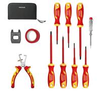 Cecotec Jeu de Tournevis et Pinces Isolés HardGyro 12 SafeVolt Magnetic. Isolés 1000 V, Certifié VDE et GS, Acier CR-V, Comprend Dénude-câbles, Magnétiseur, Détecteur de Phase, Ruban Isolant