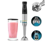 Cecotec Katana TotalDestroy 1500XL BL Mixeur plongeant, 1500 W, 21 vitesses et Turbo, 4 lames en titane noir, pare-éclaboussures, pied extra-long, gobelet de 800 ml.