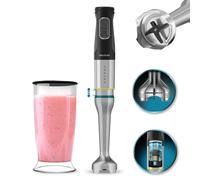 Cecotec Katana TotalDestroy 1500XL DK Hand Blender, 1500 W, 21 vitesses et Turbo, 4 lames en titane noir, capot anti-éclaboussures, pied extra-long, gobelet de 800 ml, avec couvercle.