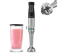 Cecotec Katana TotalDestroy 1500XL GY Mixeur plongeant, 1500 W, 21 vitesses et Turbo, 4 lames en titane noir, pare-éclaboussures, pied extra-long, gobelet de 800 ml.