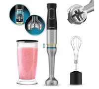 Cecotec Katana TotalDestroy 1500XL Mixeur plongeant Cream BL, 1500 W, 21 vitesses et Turbo, 4 lames en titane noir, capot anti-éclaboussures, pied extra-long, fouet pour monter les blancs en neige