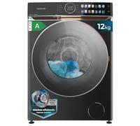 Cecotec Lave-linge 12Kg Frontal Bolero DressCode 12980 Direct Drive Steel A. 1400RPM, Moteur DirectDrive, Basse Consommation, Écran FullColor, Finitions Imitation Cuir, Porte XXL, Lumière UV et Vapeur
