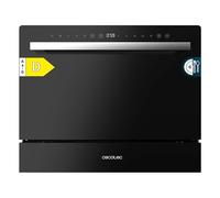 Cecotec Bolero 2400 Lave-vaisselle compact, 6 couverts, verre noir, 1380 W, finition verre noir, 5 programmables, commande tactile, programmable jusqu'à 24 heures, serrure enfant et