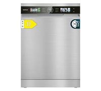 Cecotec Lave-vaisselle Compact de 60 cm Bolero Aguazero 6320 Inox D, 1900W, 15 Couverts, 8 Programmes, Écran FullColor XXL, Smart Wash, Turbo Dry+, AutoClean, Demi-charge, Départ Différé, KidLock