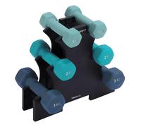 Cecotec Lot de 6 haltères hexagonales Sweatproof de 1, 2 et 3 kg DrumFit Dumbbell 123 en néoprène avec revêtement en néoprène haute adhérence, tous types d'utilisateurs, support inclus
