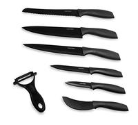 Cecotec Lot de 7 Couteaux Professionnels Couteaux Titanium, Acier Inoxidable, Revêtement en Céramique, Lame de 2 Mm d'Épaisseur, Étui Inclus