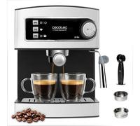 Cecotec Machine à Café Express Manuelle Power Espresso 20 Elite. 850W, Pression 20 Bars, Réservoir 1,5L, Bras Double Sortie, Mousseur, Surface Chauffe-tasses, Finitions Acier Inoxydable