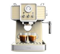 Cecotec Machine à Café Express Power Espresso 20 Tradizionale Light Yellow. 1350W, Espresso et Cappuccino, 20 Bars et Thermoblock, Vaporisateur, Manomètre, Design Vintage, Capacité de 1,5 Litres