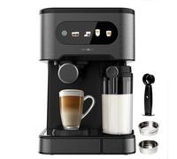 Cecotec Machine à Café Expresso Power Espresso 20 ColdBrew Latte +. 1350W, 20 Bars, Écran Tactile Couleur, Réservoir d'Eau 1,5L, 500ml de Lait, Acier Foncé, Chauffe-tasses, Double Bras, Démontable