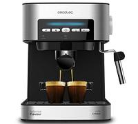 Cecotec Machine à café Expresso Power Espresso 20 Matic. 20bars de Pression,1.5 L,Bras Double Sortie, Buse vapeur,Plateau Réchauffe-tasses,Télécommandes Digitales,Finitions en Acier Inoxydable, 850 W