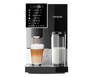 Cecotec Machine a Cafe Grain Cremmaet Compactccino Black Silver.19 barres,Thermoblock,Grains de café fraîchement moulus avec Plug&Play,Réservoir de café de 150gr avec moulin,1,1 L d'eau,400ml de lait