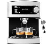 Cecotec Machine à expresso et cappuccino Power Espresso 20. 850 W, 20 bars, 2 tasses, vaporisateur, 1,5 l, bras double, chauffages, plateau goutteur, indicateurs lumineux, sécurité