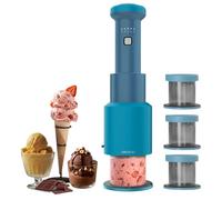 Cecotec Machine à Glaces - Sorbetière Portable - Gelatec Easymove. 250 W, 5 Programmes, Mélange Vertical Crémeux, Glaces, Sorbets et Boissons en 3 Étapes, 3 Bacs 260 ml, Lame Détachable