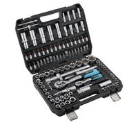 Cecotec Mallette Porte-outils 108 Pièces ToolBox KRK 4200. 2 Cliquets à 72 Dents, Douilles CR-V Haute Résistance, Embouts en Acier S2, Douilles pour Roues, 2 Boucles Métalliques