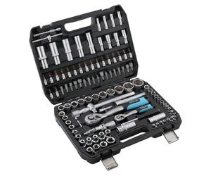 Cecotec Mallette Porte-outils 108 Pièces ToolBox KRK 4200. 2 Cliquets à 72 Dents, Douilles CR-V Haute Résistance, Embouts en Acier S2, Douilles pour Roues, 2 Boucles Métalliques