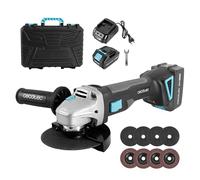 Cecotec Meuleuse d’Angle à Batterie RadialPower 2120 Freemove. Batterie 21V, Moteur sans Balais, Compatible avec des Disques de 125 mm, Vitesse jusqu’à 12 000 tr/min, Inclut 8 Disques et Mallette