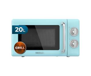 Cecotec Micro-ondes 20l avec Gril Proclean 3110 Retro Blue | Commandes Mécaniques, 6 Niveaux, Minuterie 30 min, Éclairage Intérieur, Mode Décongélation et Alarme de Fin Cuisson