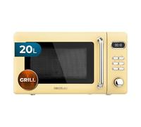 Cecotec Micro-Ondes Digital avec Grill Proclean 5110 Retro Jaune. 20 L, 700 W en 5 niveaux, minuterie jusqu'à 60 min, 8 programmes et mode dégivrage, design vintage en jaune