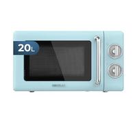 Cecotec Micro-ondes Mécanique 20L Proclean 3010 Retro Blue 700W | Minuterie 30 min, Mode Décongélation, 6 Niveaux, Éclairage Intérieur, Finition Acier Inoxydable