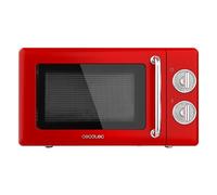 Cecotec Micro-Ondes Mécanique avec Grill Proclean 3110 Rouge Rétro, 20 L, 700 W sur 6 Niveaux, Minuterie jusqu'à 30 Minutes, Mode Décongélation, Design Vintage, Finitions Acier