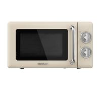Cecotec Micro-Ondes Mécanique Proclean 3010 Retro Beige. 20 L, 700 W en 6 niveaux, minuterie jusqu'à 30 minutes, mode dégivrage, design vintage en beige, finitions en acier.