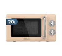 Cecotec Micro-Ondes Mécanique Proclean 3010 Retro Beige. 20 L, 700 W en 6 niveaux, minuterie jusqu'à 30 minutes, mode dégivrage, design vintage en beige, finitions en acier.