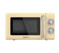Cecotec Micro-Ondes Mécanique Proclean 3010 Retro Jaune. 20 L, 700 W en 6 niveaux, minuterie jusqu'à 30 minutes, mode dégivrage, design vintage en jaune, finitions en acier.