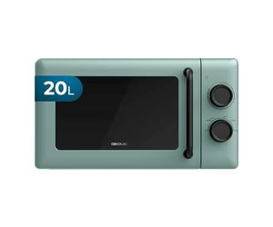Cecotec Micro-ondes Rétro 20L Proclean 3010 Green 700W | 6 Niveaux de Puissance, Mode Décongélation, Signal de Fin de Cuisson, Lampe Intérieure, Minuteur jusqu'à 30', Design en Vert