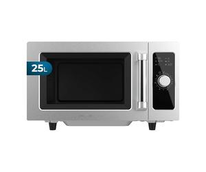 Cecotec Micro-ondes sans Plateau Professionnel - 25L - FlatPro 2500. 1000W, Magnétron, Commande Mécanique, Minuterie 60min, Inclut les Fonctions de Décongélation, Cuisson Express, Inox