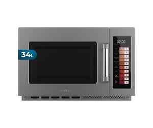 Cecotec Micro-ondes sans Plateau Professionnel - 34L - FlatPro 3400. 2100W, Double Magnétron, Boutons Tactiles, Minuterie 60min, 100 Programmes, Puissance Réglable, Décongélation Uniforme, Dark Inox