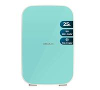 Cecotec Mini Réfrigérateur Bolero MiniCooling 25L Bahamas Mint. Design compact, polyvalent 12V-220V, refroidit jusqu'à 7ºC et chauffe jusqu'à 65ºC, idéal pour voyages.
