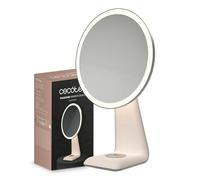 Cecotec Miroir de Maquillage Rond avec Fonction Lampe FaceCare Mirror Design. Rechargeable, 3 Intensités de Lumière, Élégant et Moderne, Corps en Matière Tissée, Bouton Tactile, Câble de Charge Type C