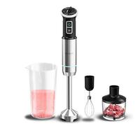 Cecotec Mixeur à Main Power Neutron 1100MAX Pro. Puissance Maximale de 1100W, 4 Lames avec Revêtement en Titane, Vitesse Réglable, Fonction Turbo, Pied XL, Verre 800ml, Hachoir et Fouet Montaclaras