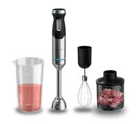 Cecotec Mixeur à Main Power Pulsar 2300MAX Cream&Crush. Puissance Maximale de 2300W, Lames 4 Feuilles avec Revêtement en Titane Noir, Pied XL, Verre 700ml avec Couvercle, Hachoir et Fouet Montaclaras