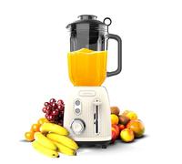 Cecotec Mixeur en verre Power Black Titanium RetroBeige. Mixeur rétro d'une puissance maximale de 1200 W, lame à 4 feuilles avec revêtement en titane noir et pichet d'une capacité de 1,5 L