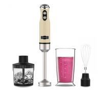 Cecotec Blender Power RetroYellow 1200MAX Cream&Crush. Mixeur plongeant rétro d'une puissance maximale de 1200 W, lame à 4 lames avec revêtement en titane noir et vitesse réglable.