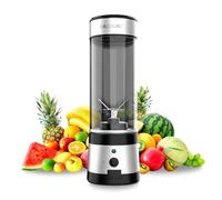 Cecotec Mixeur Portable Individuel Smoothies WanderlustMix USB, 126 W, Compact, Comprend 2 Verres de 400 ml, 4 Lames avec Revêtement en Titane Noir, Autonomie de 15 Utilisations