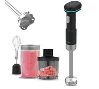 Cecotec Mixeurs à Main Portatif BlendGo Hand. Moteur DC 180W, Batterie avec Charge 2h, 30min d'Utilisation, Indicateur de Batterie, Température 60-96ºC, Vitesse 6500-13000 RPM, Accessoires Inclús
