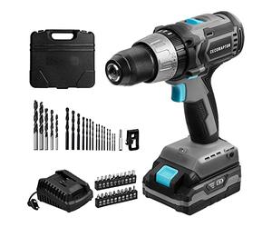 Cecotec Perceuse de Batterie CecoRaptor Perfect Drill 2020 X-Treme Batterie 20 V 2000 mAh Vitesse sans Charge de 1800 TR/Min Torque maximale de 50 Nm, 25+1+1 Positions de Tour, 2 Vitesses Multicolore