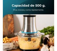Cecotec Picadora ChopBeat 2000 Vindaloo Glass Hachoir ChopBeat 2000 Vindaloo Glass Hachoir électrique pour viande et légumes de 400 W et d`une capacité de 500 g avec 4 lames. Hachoir électrique compac