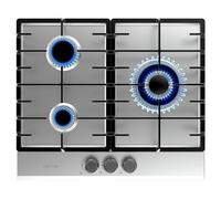 Cecotec Plaque à gaz Bolero Squad G 3200F Inox. Plaque à gaz avec 3 feux, finition inox, grilles en fonte, puissance de 6250W, allumage électrique, sécurité des vannes pour gaz naturel/butane.