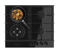 Cecotec Plaque de Cuisson à Gaz Bolero Squad G 4400F Glass Black avec 4 Foyers, 8 Kw, Grilles en Fonte, Foyer à Triple Anneau, Allumage Électronique, Système de Sécurité des Valves, Conversion au Gaz