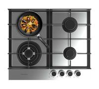 Cecotec Plaque de Cuisson à Gaz Bolero Squad G 4400F Inox avec 4 Foyers, 8 Kw, Grilles en Fonte, Foyer à Triple Anneau, Allumage Électronique, Système de Sécurité des Valves, Conversion au Gaz Butane